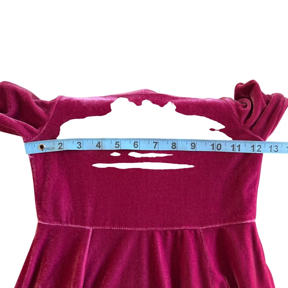 Boden Girls Berry Pink Velvet Sequin Star‎ Skater Dress Size 5-6Y Holiday Party